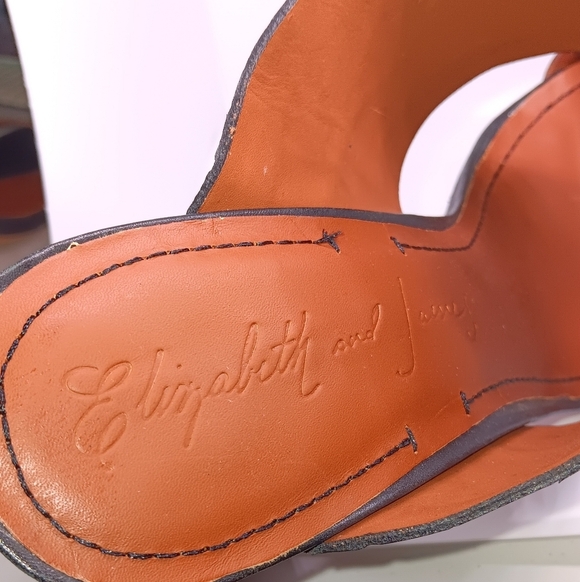 Elizabeth and James Black Faux Crocodile and Gold Strapped Heels - Picture 4 of 5